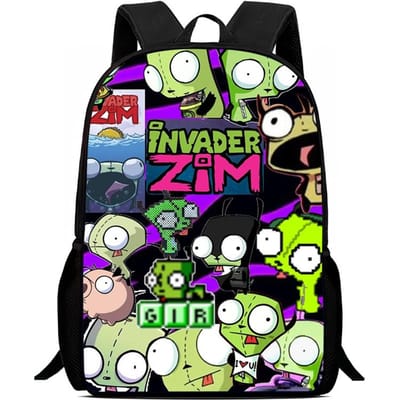 Invader Cartoon Zims Gir Dib Groen Dib Robot Rugzak Mannen Vrouwen Middelbare School Wandelen Reizen Dagrugzak College Schoudertas Duurzaam