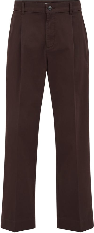 WE Fashion Heren loose fit chino met bandplooi en elastische broekband