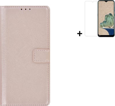 MoDo hoesje Geschikt voor Nokia G60 - Kunstleer Book Case - Rose goud hoesje met screenprotector