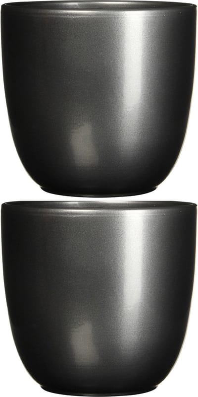Mica Decorations Bloempot - 2x stuks - antraciet grijs - keramiek - 19 x 18 cm - Mica Decorations plantenpotten