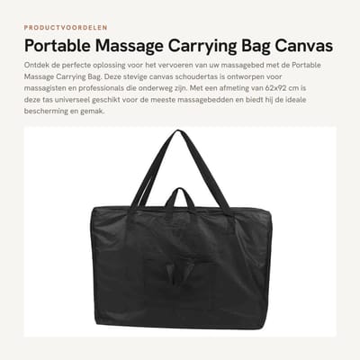 Dailygoods- Massage Tas Draagbaar - Universele Schoudertas - Canvas - Accessoire voor Massage Tafels - Ruimtebesparend - Stevig Materiaal - Massagebed Tas