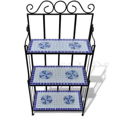 vidaXL - Plantenstandaard - mozaïekpatroon - blauw - wit