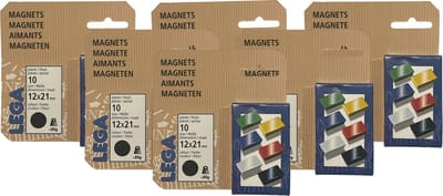 Lega Magneten 12x21mm zwart - 6 x 10 stuks