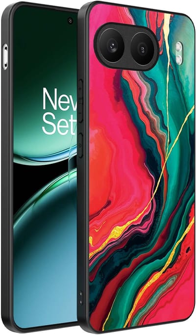 Smartphonica Telefoonhoesje Geschikt voor OnePlus Nord 4 met Rood Groen Marmer Opdruk - TPU Backcover Case Red Green Marble Design geschikt voor OnePlus Nord 4