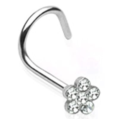 Neuspiercing U-bocht bloem 0.8x6x4 - wit - LMPiercings