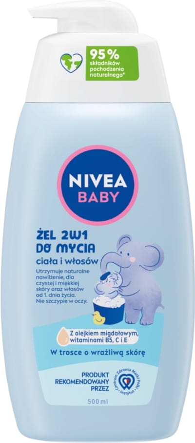 Nivea Baby Serie - Babyshampoo - 2-in-1 Lichaams- en Haarreiniging - 500 ml - Pompflacon