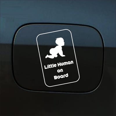 Bumpersticker - Little Human On Board - 15 X 10 - Wit