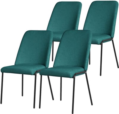 Eetkamerstoelen set van 4 petrol met rugleuning, gestoffeerde stoelen voor eetkamer & keuken ML-Design