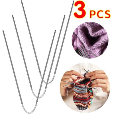 3 stuks Mini Ronde Breinaalden van Roestvrij Staal, Korte Stang Naalden Voor Poppen Trui Breien, Miniature DIY Gereedschappen 3mm*23cm