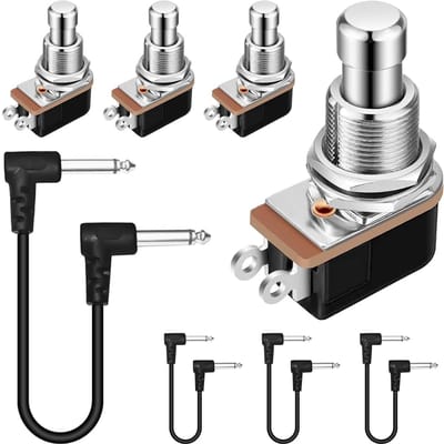 Zachte Voetenschakelaar voor Gitaar Effectpedalen, Normaal Open, 2-Pin Voetpedaal met Drukknop, Eenvoudige Installatie en Eén-Touch Bediening (4 Stuks)