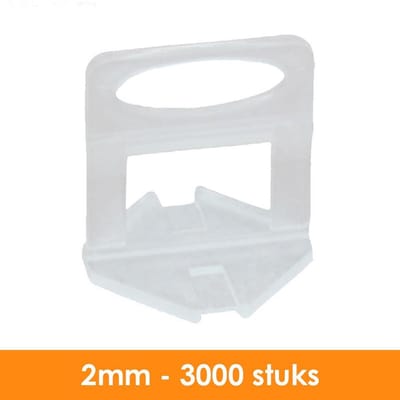 Fixfine - 2mm Tegel Levelling Clips – Tegel Dikte 3-13mm – 3000 stuks - Tegel nivelleersysteem - Tegel levelling systeem