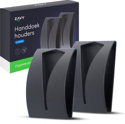 EAVY Handdoekhaakjes Zelfklevend 2 stuks - Handdoekhouder Zwart - Zelfklevende Haakjes - Wandhaak - Haken - Ophanghaken