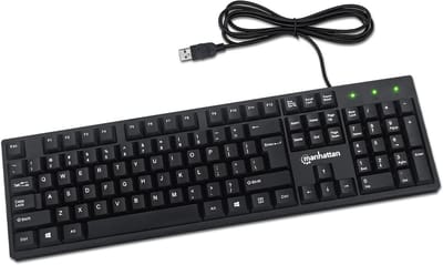 Bekabeld USB Toetsenbord - Standaard Zwart PC en Laptop Toetsenbord met 104 Toetsen