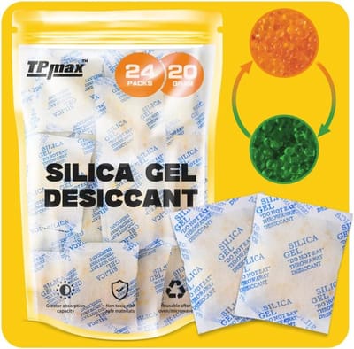 Herbruikbare silicagel droogmiddelzakjes met kleurindicator - 20 g x 24 stuks voor opslag, kasten en kelders