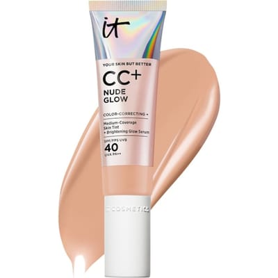 IT Cosmetics Your Skin But Better CC+ Nude Glow SPF40 Foundation - Lichte Textuur - Glow Serum met 2% Niacinamide, Hyaluronzuur, Groene thee-extract en SPF 40 - Neutral Tan - 32ml