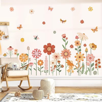 Wandsticker - Boho Bloemen - Kinderen - Multicolor - Decoratie - Muurstickers - Geschikt voor Baby- en Kinderkamers