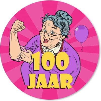 Muismat rond 20x20 cm - Mousepad Vrouw - Jubileum - 100 jaar - Ronde muismatten