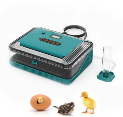 UniEgg® Volautomatische broedmachine voor 25 tot 60 eieren | Transparant deksel | Automatisch Rolsysteem | Automatische waterdispenser | Geïntegreerde Schouwlamp en Hygrometer + Ventilatieknop - Inclusief Waterflesje