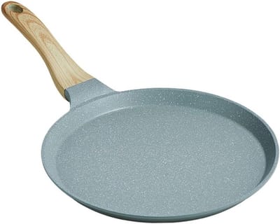Koekenpan Omeletpan - Steakpan Kookgerei - Ontbijt Bereiden - Houten Handvat - 38x20 cm - Avocado Groen