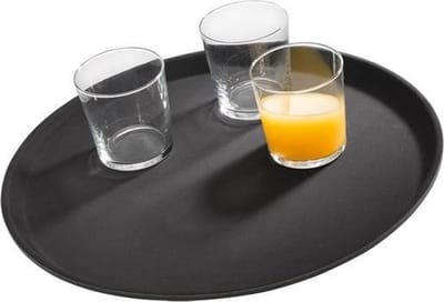 APS Gastro serveerblad - rond dienblad zwart - antislip oppervlak - Ø 40,5 cm