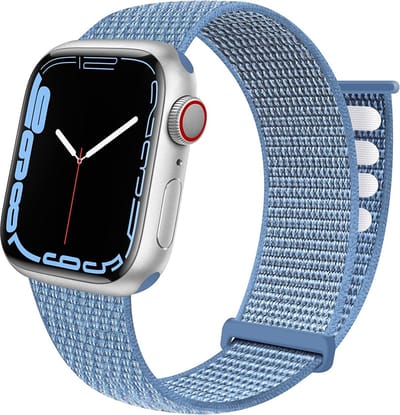 Strap-it Nylon Loop band - Geschikt voor Apple Watch bandje - Series 1/2/3/4/5/6/7/8/9/10/11/SE/SE2/SE3 - Blauw - Nylon bandje met klittenband - Stof iWatch bandje voor maat: 38 / 40 / 41 / 42mm