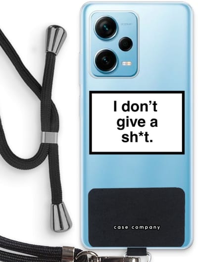 Case Company® - Hoesje met koord geschikt voor Xiaomi Redmi Note 12 Pro Plus hoesje met Koord - Don't give a shit - Telefoonhoesje met Zwart Koord - Bescherming aan alle Kanten en Over de Schermrand