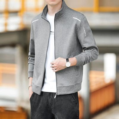 Jas en Sweatshirt Heren Lente en Herfst Sport Nieuw Trendy Rits Vest Casual Jas Heren Herfst Opstaande Kraag 8XL grijs