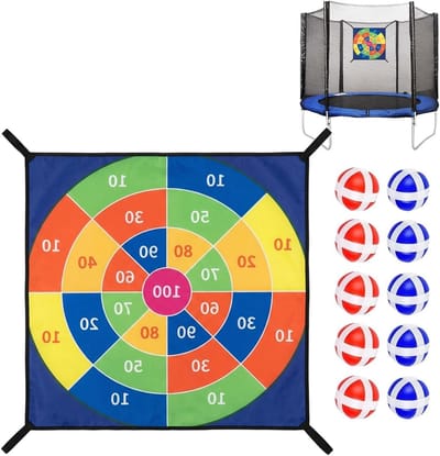 Trampoline Dartbord Set - Balspel Speelgoed - Actief Spelen - Robuuste Zelfklevende Bal - 74 x 74 cm - Multicolor