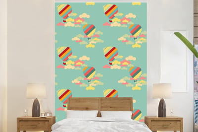 Behang - Fotobehang Luchtballon - Patronen - Baby - Breedte 145 cm x hoogte 220 cm