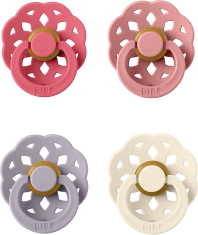 BIBS Boheme Fopspeen set 4 stuks Coral,Dusty Pink,Dusky Lilac en Ivory 6-18 maanden maat 2