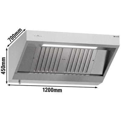 GGM Gastro Wandhaube mit Motor - 1200mm - mit Regler, Filter & Lampe