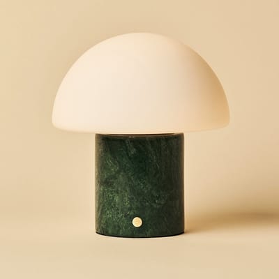Tavellio Maris Draadloze Tafellamp – H19 – Verde Alpi Marmer en Glas – Tot 100 uur – Groen
