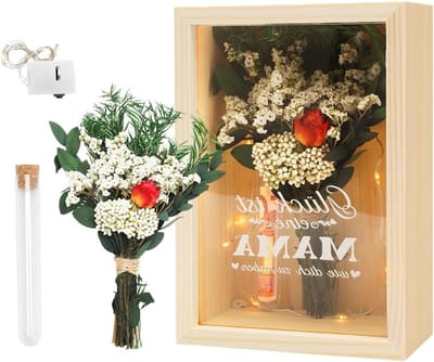 Cadeaubox voor Moeder, Verjaardagscadeau met Gedroogde Bloemen en Testbuis, Moederdag Geschenkidee, Luxe Magnetische Cadeauverpakking met Deksel