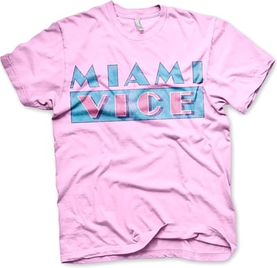 Miami Vice T-shirt met verweerd logo, roze