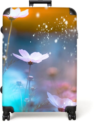 NoBoringSuitcases.com® - Koffer groot - Reiskoffer lichtgewicht - Bloemen - Roze - Lente - Abstract - Botanisch - Rolkoffer met 4 wielen - Grote trolley XL - 98 liter bagage