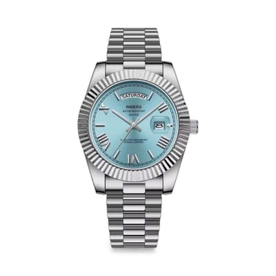 Nibosi - Herenhorloge - Polshorloge - Heren - Horloge - Horlogedoos - Mannen - Zilver Blauw - RVS - Romeinse Cijfers