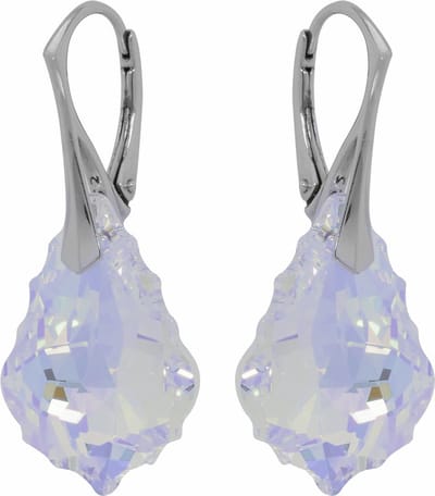 DBD - Zilveren Oorbellen - Swarovski Kristal Elements - Barok Ijsblauw - 22MM - Anti Allergisch