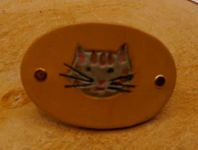 Leren kinder haarclip kat - lederen haarclip voor kinderen poesje - tekening dieren face op leren handgemaakte kinder haarclip - unieke kinder haarclip - handmade stevige leren kinder haarclip