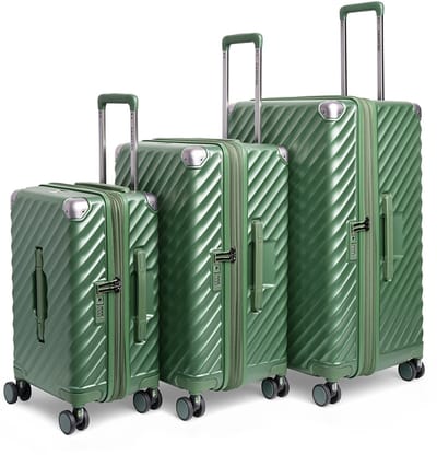 CarryOn Trunk Kofferset – 3-delig – Harde Trolley – TSA-slot – 4 Wielen – Met Expander – Groen