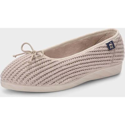 Ballerinapantoffels in tricotlook - beige - Gr. 37 van Goldner Fashion