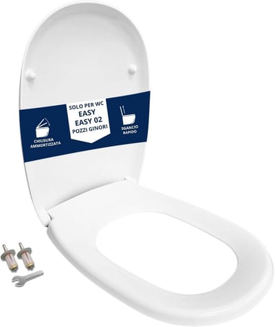 Wc-bril compatibel met Pozzi Ginori Easy/Easy02, antibacterieel, Duroplast, softclose, bovenaf bevestiging, wit