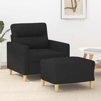 vidaXL - Fauteuil - met - voetenbank - 60 - cm - stof - zwart