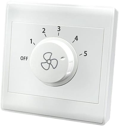 Ventilator Snelheidsregelaar - Wandbediening Schakelaar - Ventilator Bediening - 5 Versnellingen Instelbaar - 8.6 x 8.6 cm - Wit