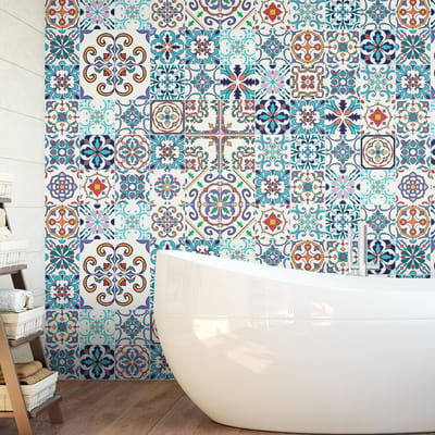 Zelfklevende tegelmuurstickers voor keuken en badkamer - 60 Antibes Azulejo tegelstickers - 60 stickers 20x20cm