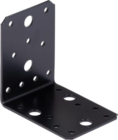 Hoekverbinder - Bevestigingshoek - Houten balken verbinden - Kunststof gecoat staal - 90 x 90 x 65 mm - Zwart