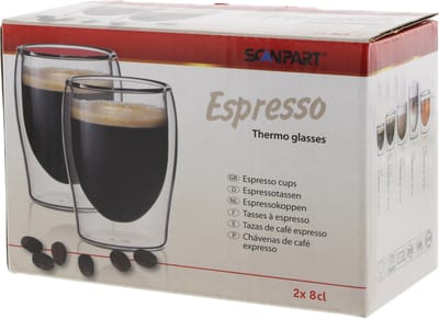 Scanpart dubbelwandige koffieglazen 80 ml - Espresso - espressoglas dubbelwandig - 2 stuks