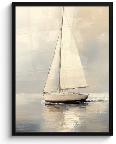 Poster in lijst - Fotolijst 50x70 cm - Posters - Zeilschip - Zee - Bewolkt - Posterlijst zwart - Decoratie - Wanddecoratie woonkamer - Muurdecoratie slaapkamer