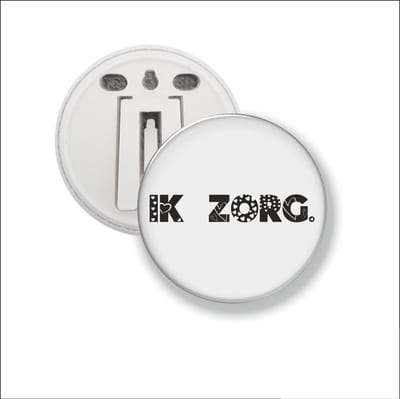 Button Met Clip 58 MM - Ik Zorg - Wit