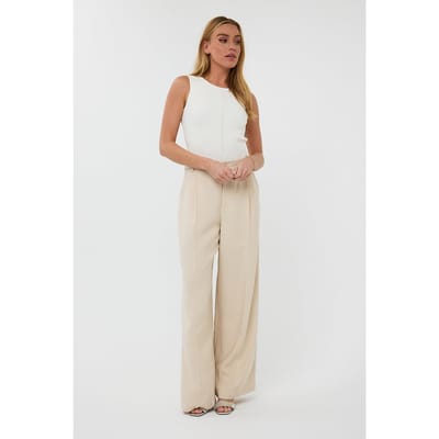 EsQualo Trousers Wb Pleat Light Sand Maat: 34 | Pantalons Outlet | Dames | Beige