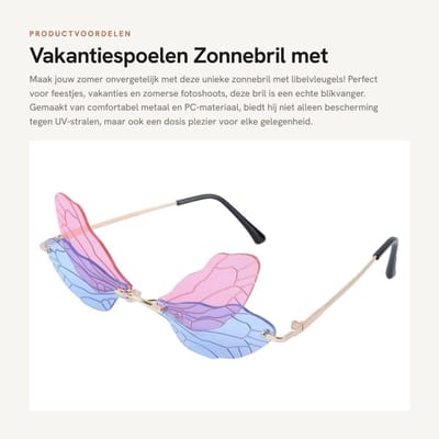 Dailygoods- Zonnebril UV-bescherming - Feestbril - Grappige bril - Vleugelbril - Zomeraccessoire - Comfortabel ontwerp van metaal en PC-materiaal